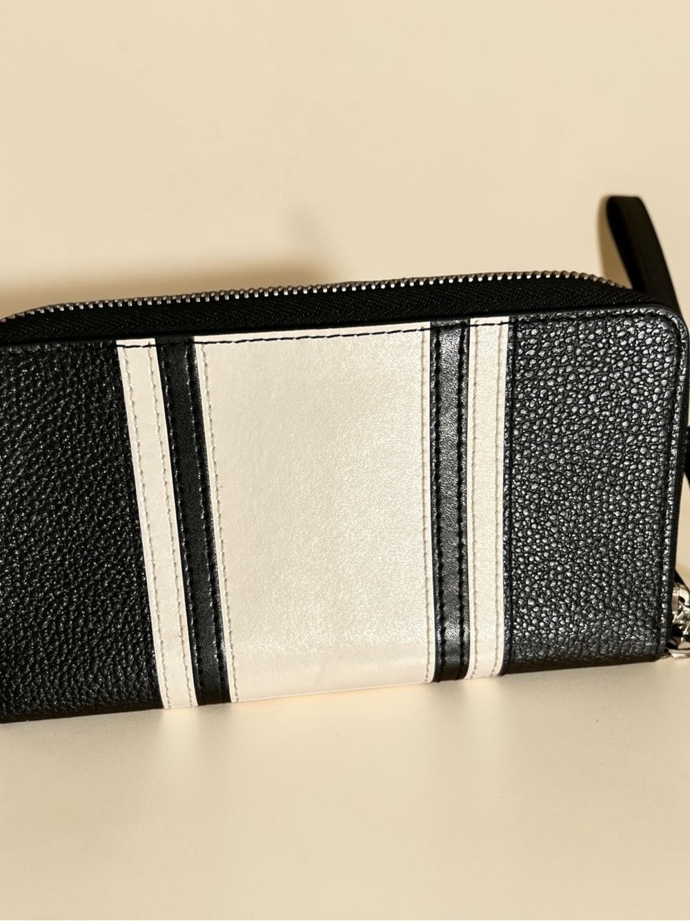 Michael Kors Black and White Stripe Wristlet Wallet - Picture 2 of 6